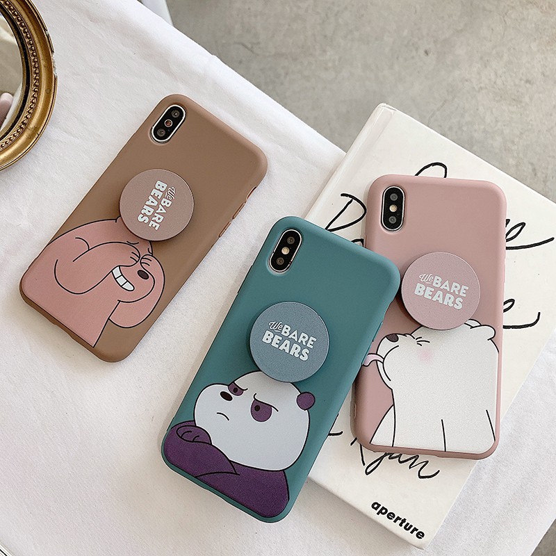 Ốp lưng Huawei Y9 Y7 Y6 P30 Nova 2i 3 3i 3e 5T Lite Prime Pro 2018 2019 Cartoon Bear Soft Case Cover+stand