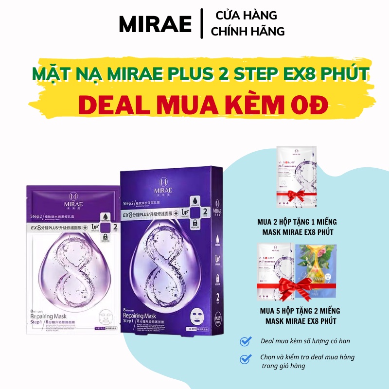 Mặt nạ MIRAE EX8 PLUS 2 STEPS mặt nạ cấp ẩm se khít lỗ chân lông và phục hồi làn da yếu