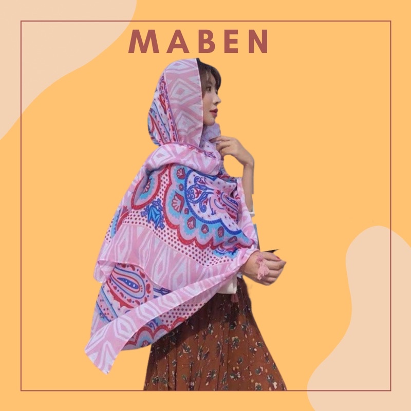 Khăn choàng boho in hoạ tiết thổ cẩm du lịch biển - Maben