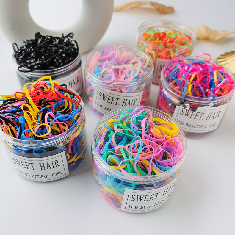 Set 500 Dây Thun Cột Tóc Nhiều Màu Dùng Một Lần Không Đau Dành Cho Bé Gái