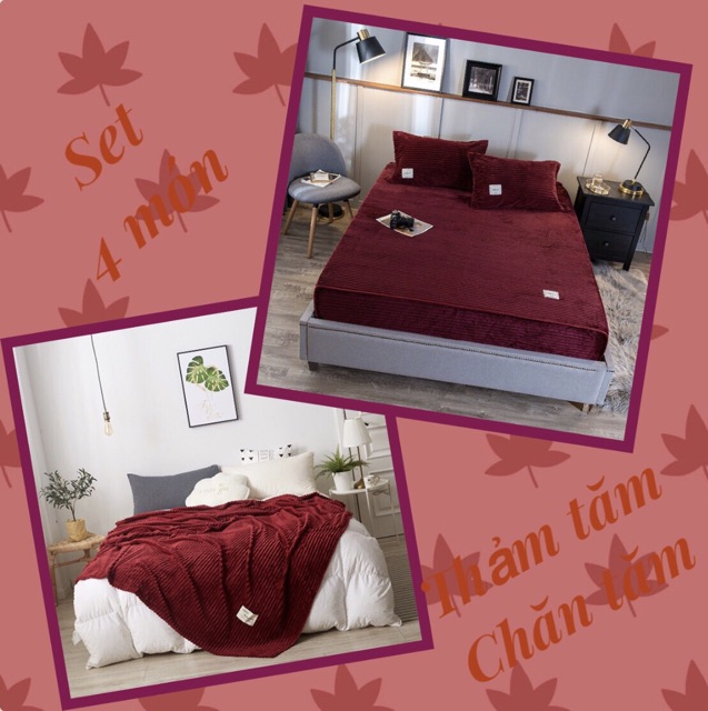 Sét 4 món toàn bộ là nỉ nhung tăm loại1 dày đẹp