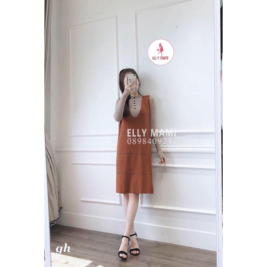 ( 40kg - 65kg ) Đầm Bầu , Suông Dáng Liền ,  Dạ Nỉ , Kẻ Đỏ Form Dễ Mặc Thoải Mái Suốt Thai Kì &amp; Sau Sinh Cao Cấp