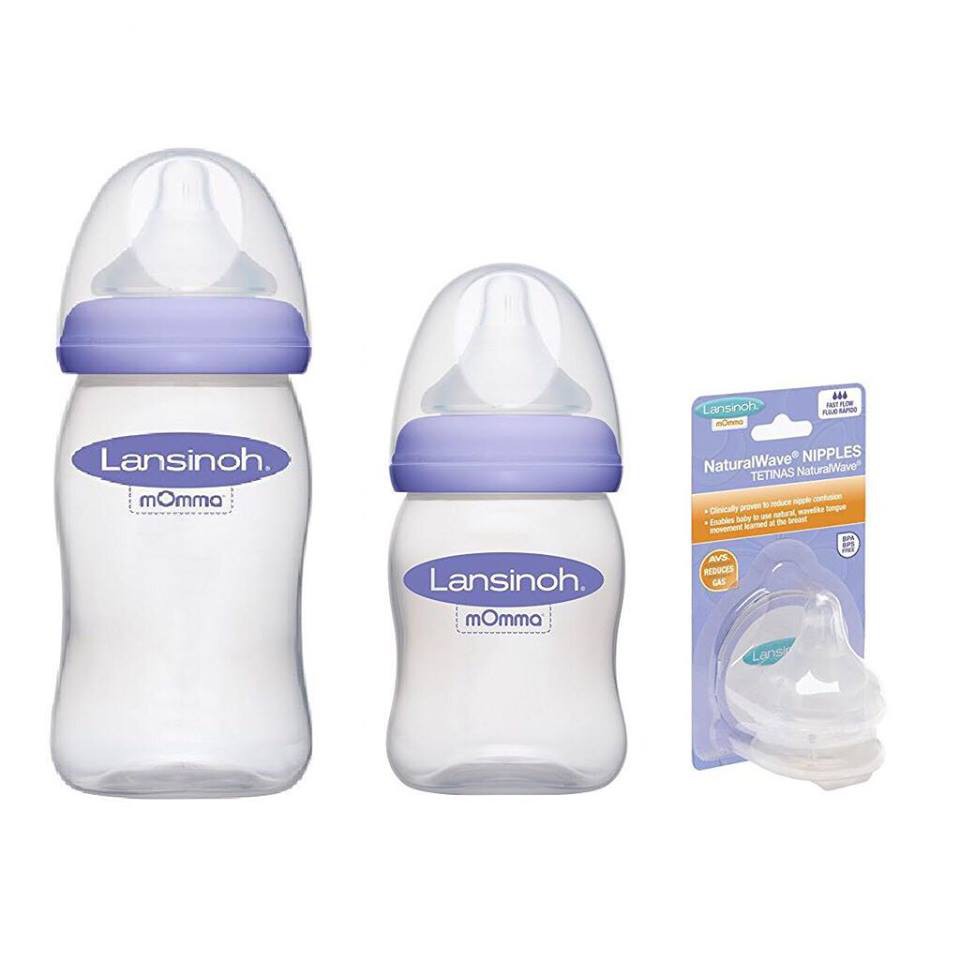 Bình sữa Lansinoh Momma 160ml/240ml USA kèm núm ti tự chọn