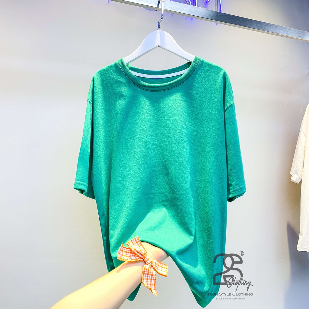 Áo Thun Form Rộng Basic Nam Nữ Giá Rẻ Tay Lỡ Cổ Tròn Trơn 2S Clothing Xanh Lý