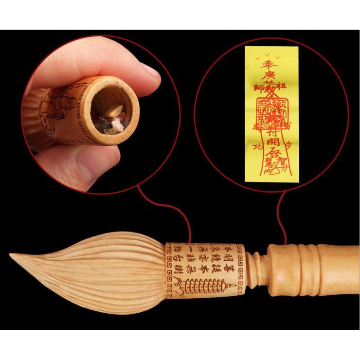 Bút văn xương gỗ đào tự nhiên