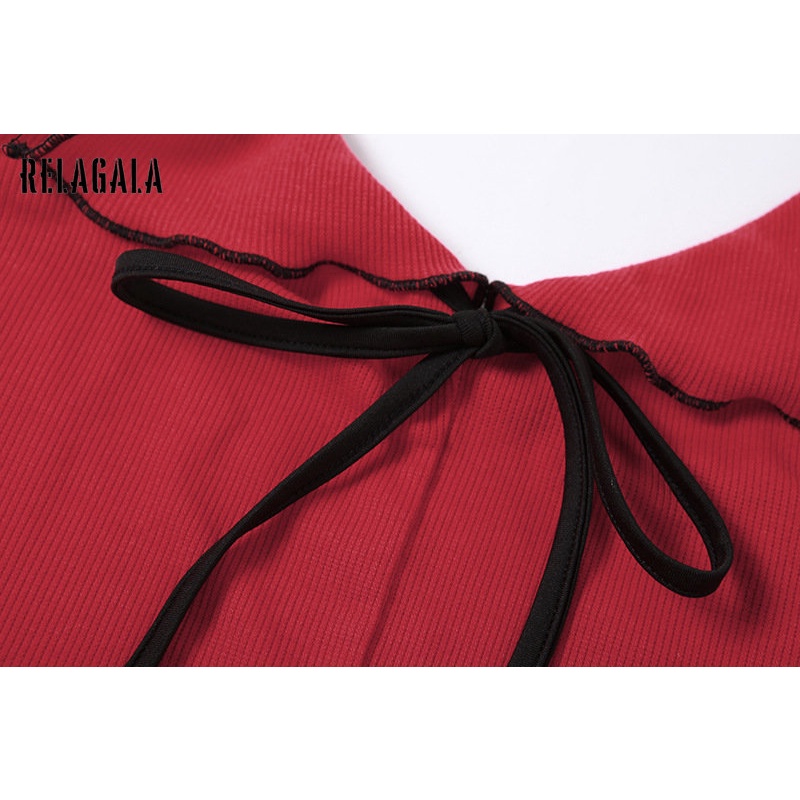 Áo Tank Top Ôm Dáng Phối Màu Tương Phản Thời Trang Cho Nữ