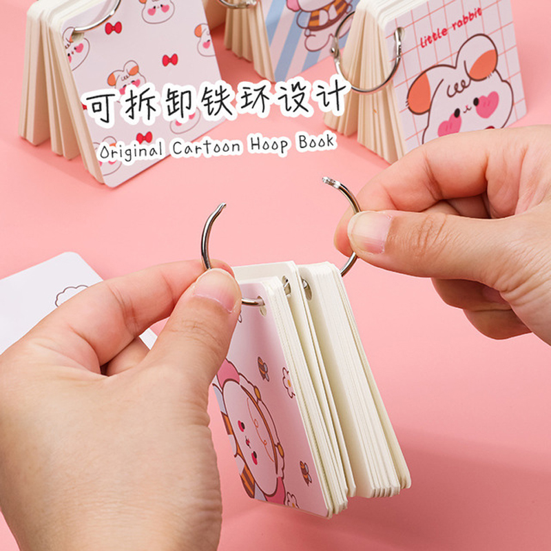 Tập 80 tờ ghi chú di động mini họa tiết hoạt hình dễ thương tiện dụng
