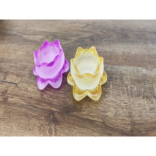 Đế hoa sen lưu ly đặt đèn cầy (nến)