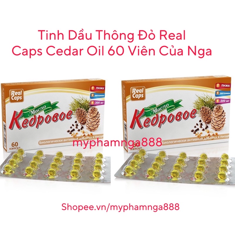 Tinh Dầu Thông Đỏ Real Caps Cedar Oil 60 Viên Của Nga