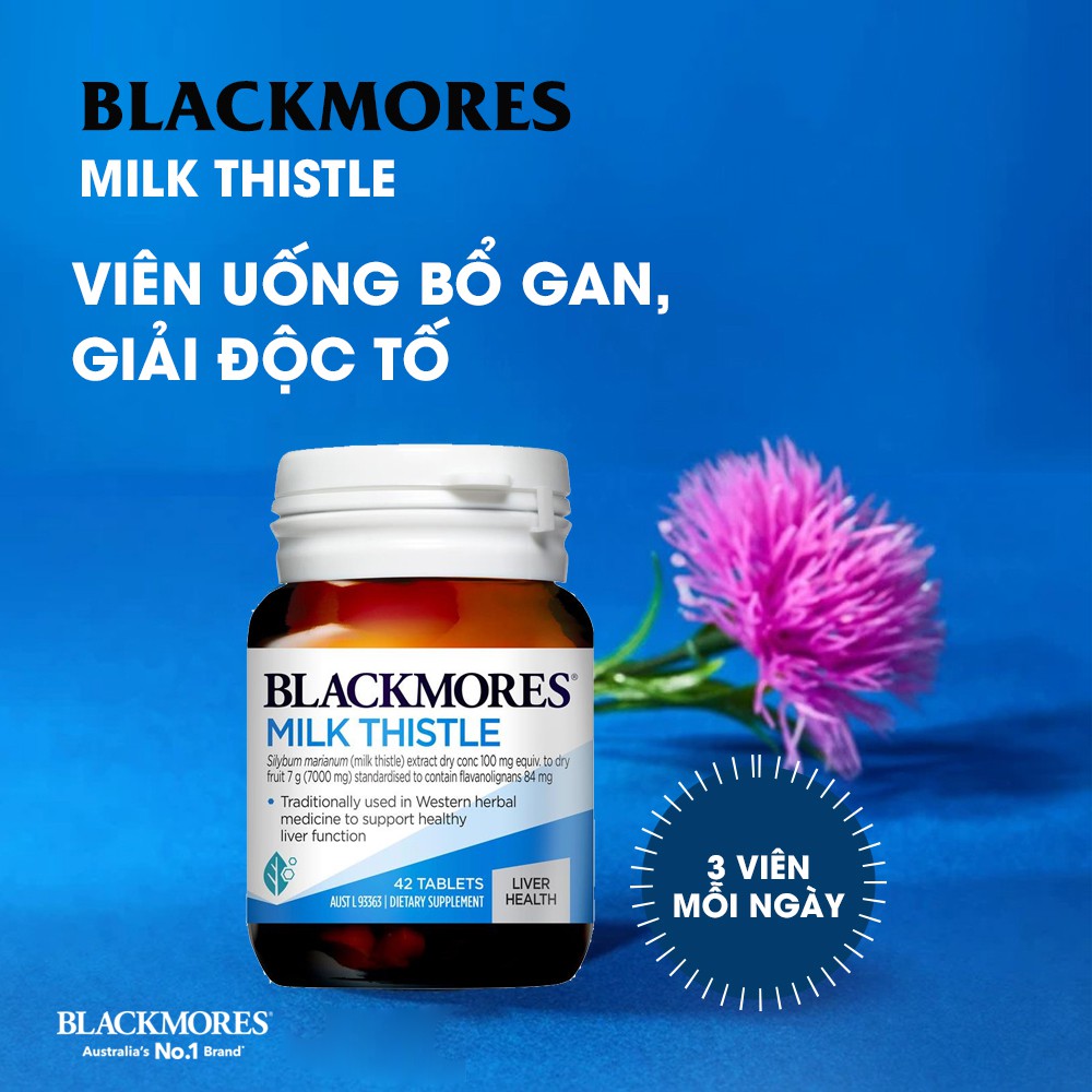 [Chính hãng Úc] Viên uống bổ gan, giải độc tố Milk Thistle Blackmores Úc 42 viên - Date mới
