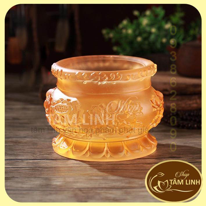 Lư Hương - Bát Nhang Hoa Sen Lưu Ly Vàng hàng đẹp.