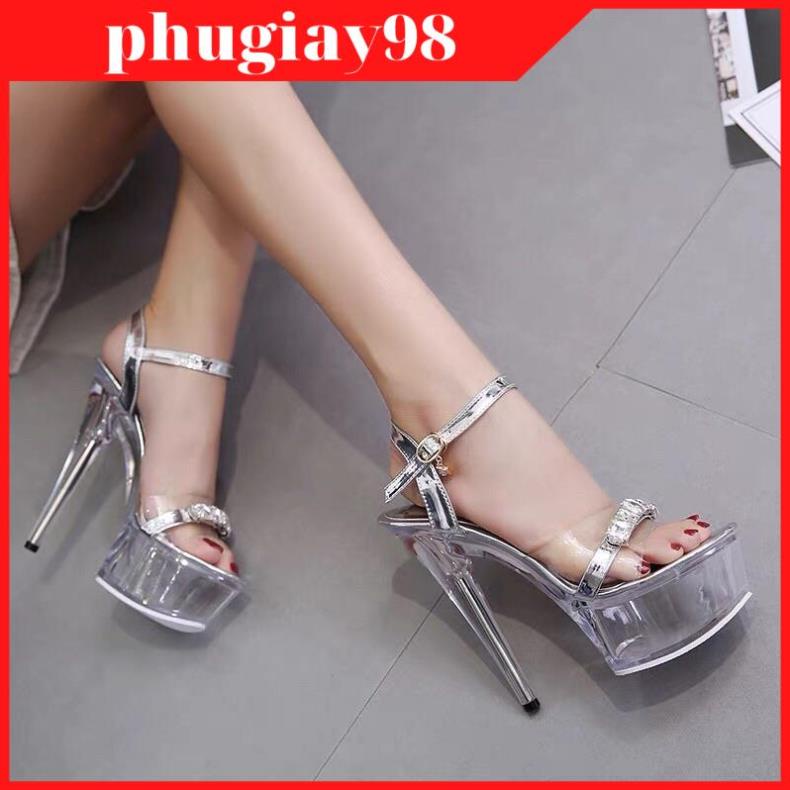 Giầy cao gót nữ cao 16 phân đính đá đẹp sang hàng nhập chuẩn cao cấp kèm ảnh thật (Hàng có sẵn)
