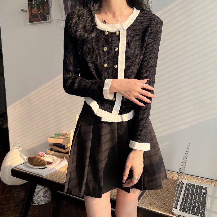 【ZHELIHANGFEI】Áo Khoác Cardigan Dệt Kim Tay Dài Lưng Cao Thời Trang Cho Nữ