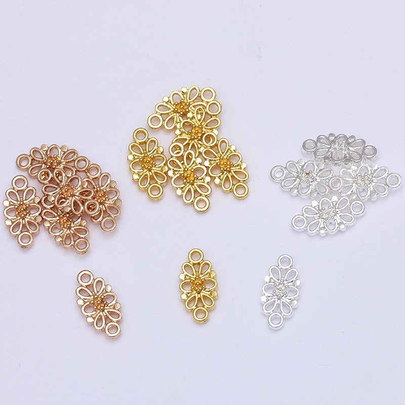 5 phiến treo đúc họa tiết hoa 8*17mm nguyên liệu làm trâm làm trang sức
