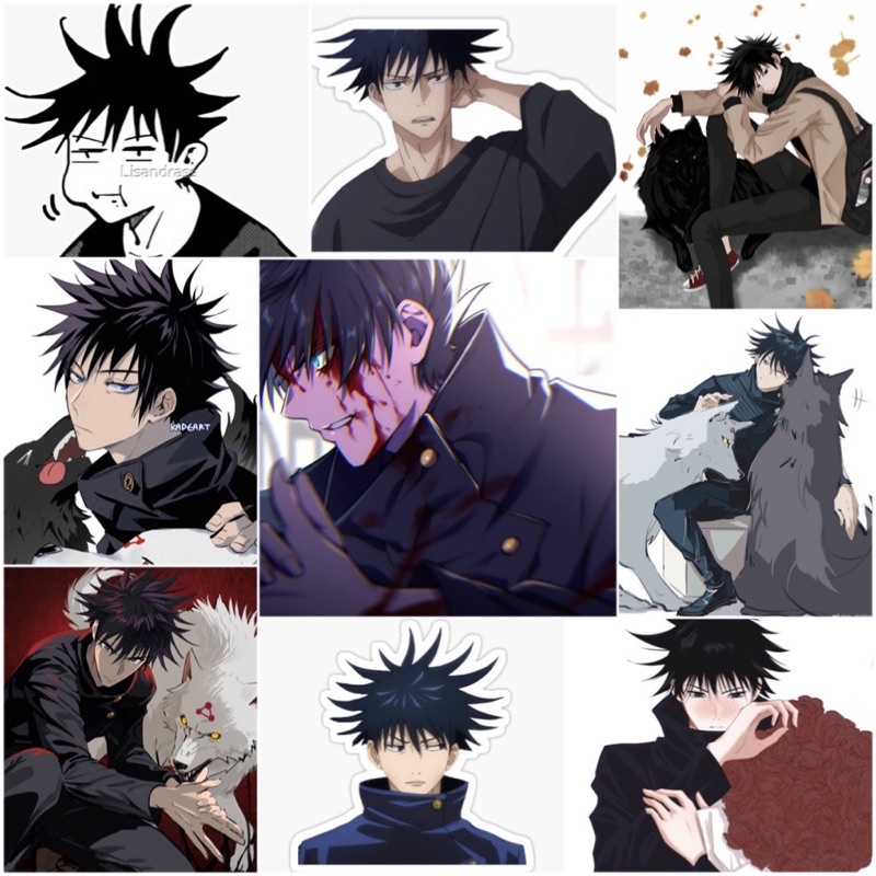Sticker Megumi Fushigura JuJutsu kaisen 30-60 cái ép lụa khác nhau /hình dán JuJutsu kaisen