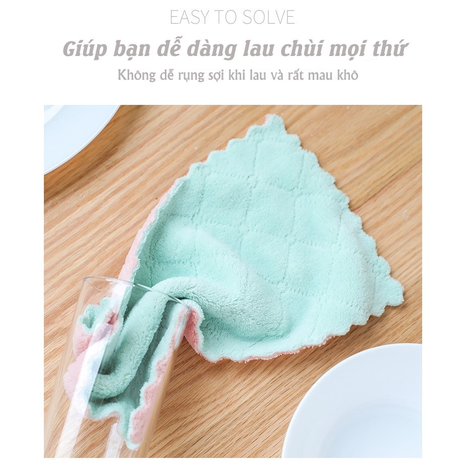 Khăn lau đa năng lau bếp, bát đĩa, bàn ghế 2 mặt siêu mềm mịn, thấm hút tốt (1chiếc)