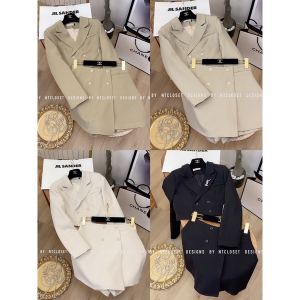 Set áo vest mix quần giả váy A ntcloset tặng tag