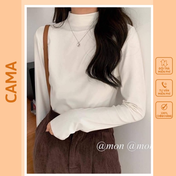 Áo giữ nhiệt cổ cao lót nỉ trơn dài tay phong cách hàn quốc CAMA STORE M246