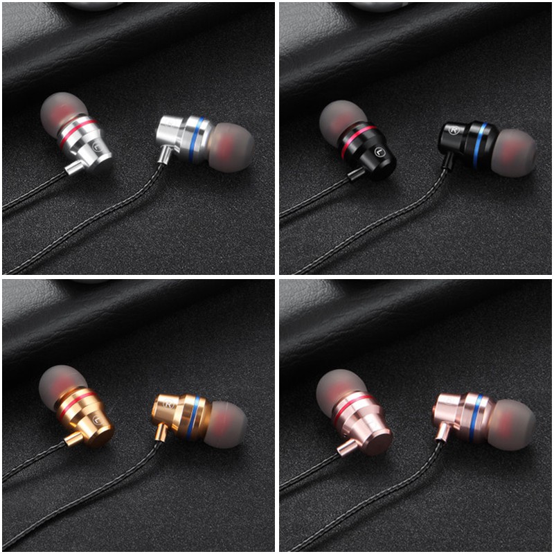 ⚡ 【Ưu tiên】 Tai nghe 3.5mm Kim loại Loa siêu trầm Tai nghe Điện thoại Di động Phổ thông Có Mic In-ear Nút tai