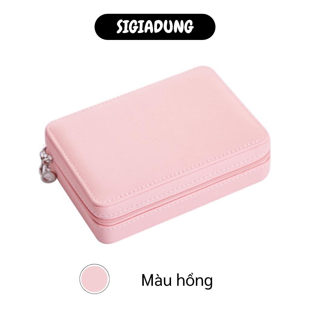 [SGD] Hộp Đựng Trang Sức - Hộp Lưu Trữ Dây Chuyền, Khuyên Tai, Nhẫn Có Gương Bọc Da Pu 9506