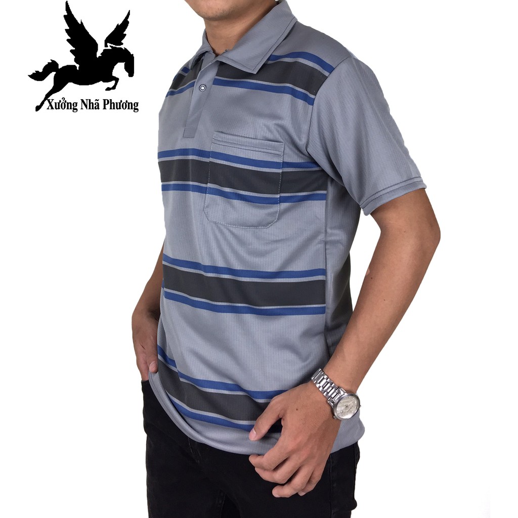 Áo thun nam có cổ trung niên vải mềm mát loại áo thun ngắn tay free size dưới 65kg | BigBuy360 - bigbuy360.vn