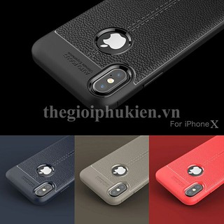 Ốp lưng iPhone X silicon giả da, chống sốc Auto Focus