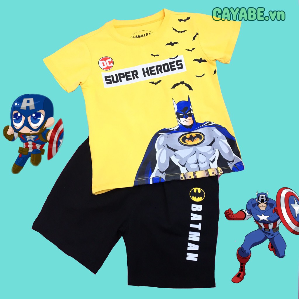 ĐỒ BỘ CHO BÉ TRAI CAYABE TAY NGẮN, QUẦN NGẮN SIÊU NHÂN BATMAN VÀNG (QUẦN ÁO TRẺ EM)