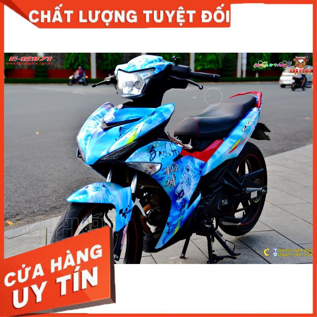 Tem Trùm Xe Exciter 150 Bạch Hổ Xanh Trắng