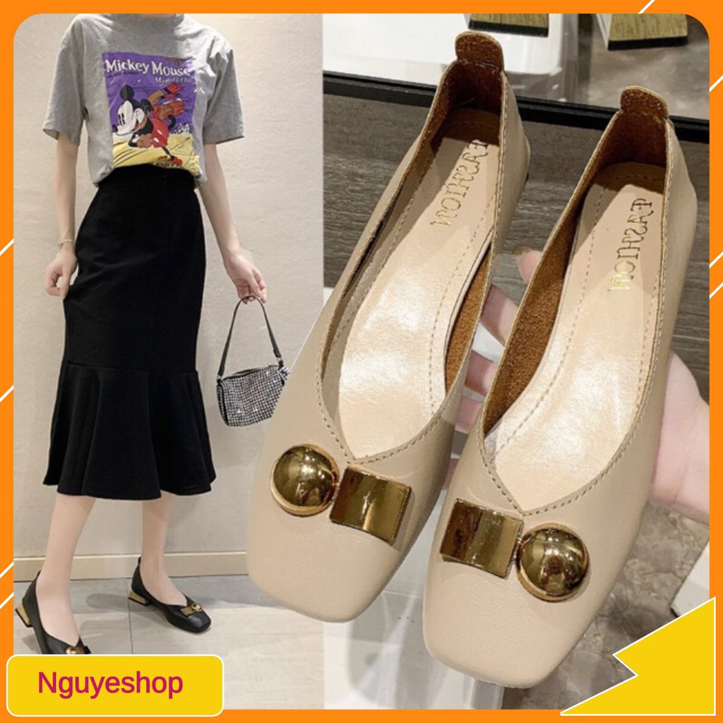 (ORDER) Giày búp bê đế gỗ 3cm da mềm BIG SIZE 35-43