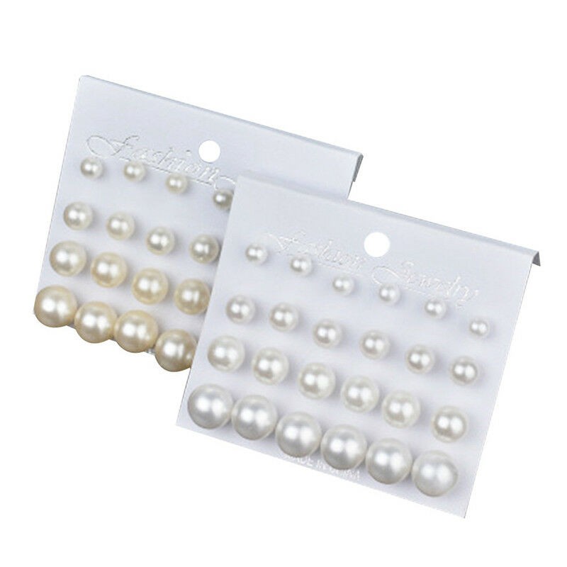 Set 12 đôi hoa tai đính ngọc trai giả nhiều cỡ thời trang dành cho nữ