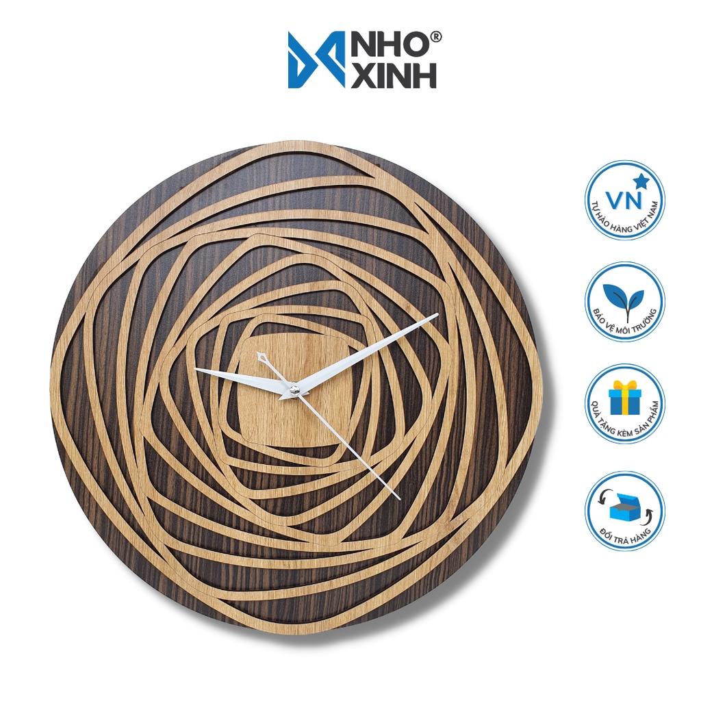 Đồng hồ treo tường trang trí, thương hiệu Nhỏ & Xinh - Hinh tròn vòng xoay