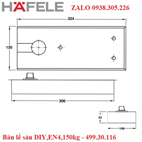 Bản lề sàn DIY,EN4,150kg - 499.30.116