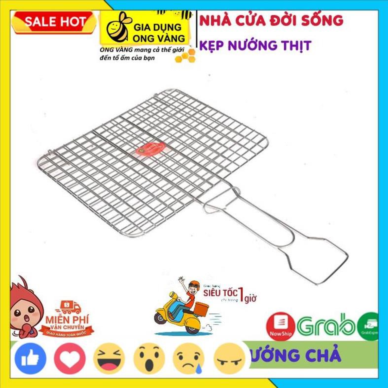 Vỉ Nướng Inox, Kẹp Nướng Thịt, Chả, Nướng Thực Phẩm Than Hoa Cao Cấp