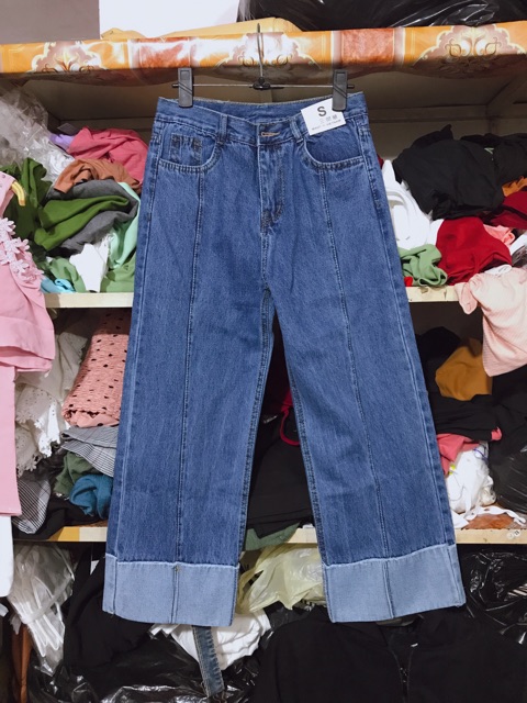 [HÌNH THẬT] Quần jeans gấp lai lưng siêu cao | WebRaoVat - webraovat.net.vn