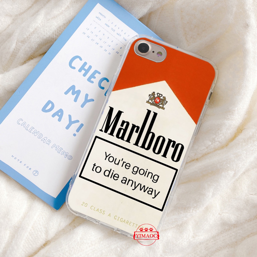 Ốp điện thoại TPU dẻo trong suốt họa tiết logo marlboro cho IPHONE XS MAX XR X 11 PRO 7 8 6 6S PLUS 79A