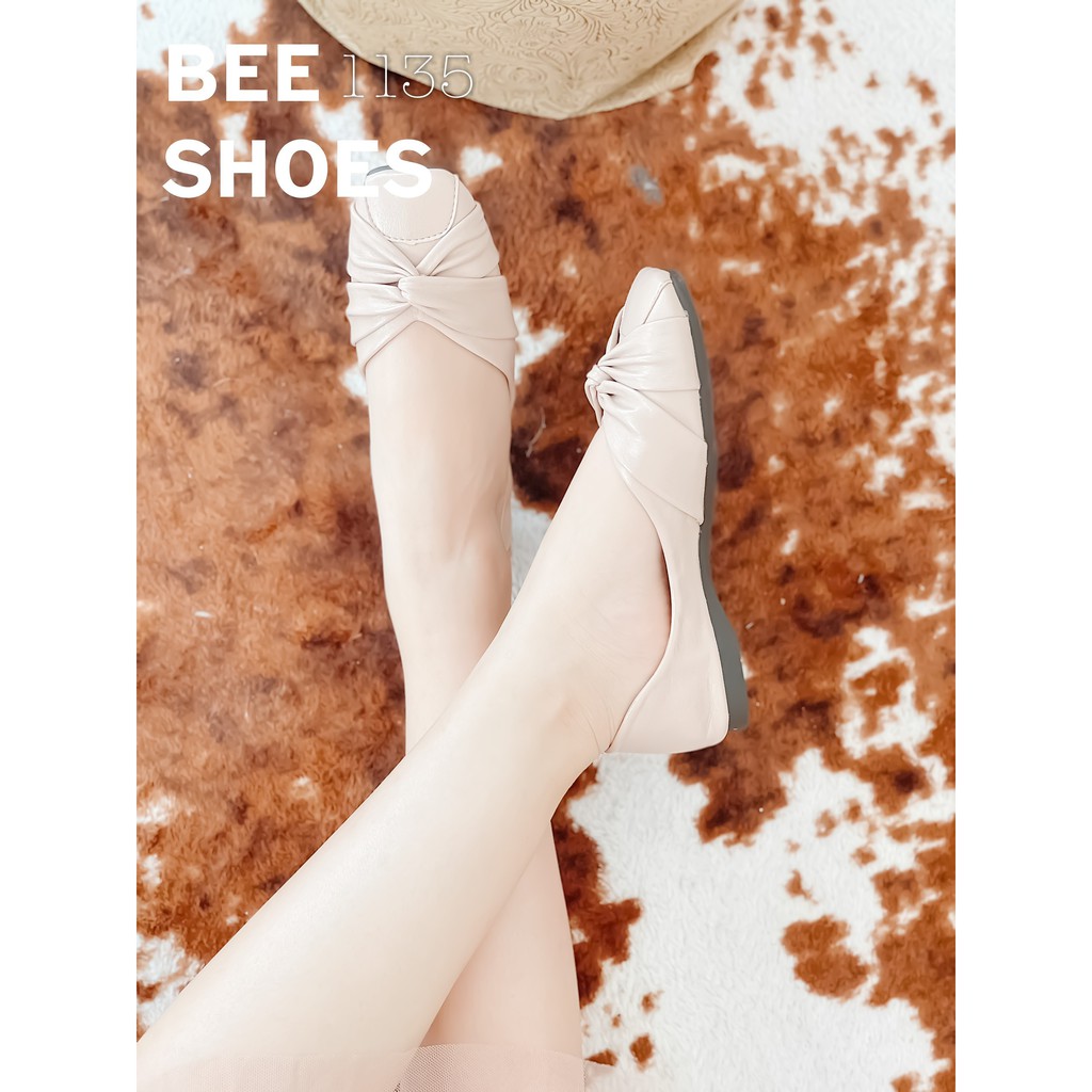 BEESHOES - GIÀY BÚP BÊ NỮ MŨI VUÔNG ĐẾ BỆT - GIÀY BÚP BÊ NỮ MŨI VUÔNG ĐẾ BỆT SẴN MÀU ĐEN - KEM - HỒNG ĐẤT 201135