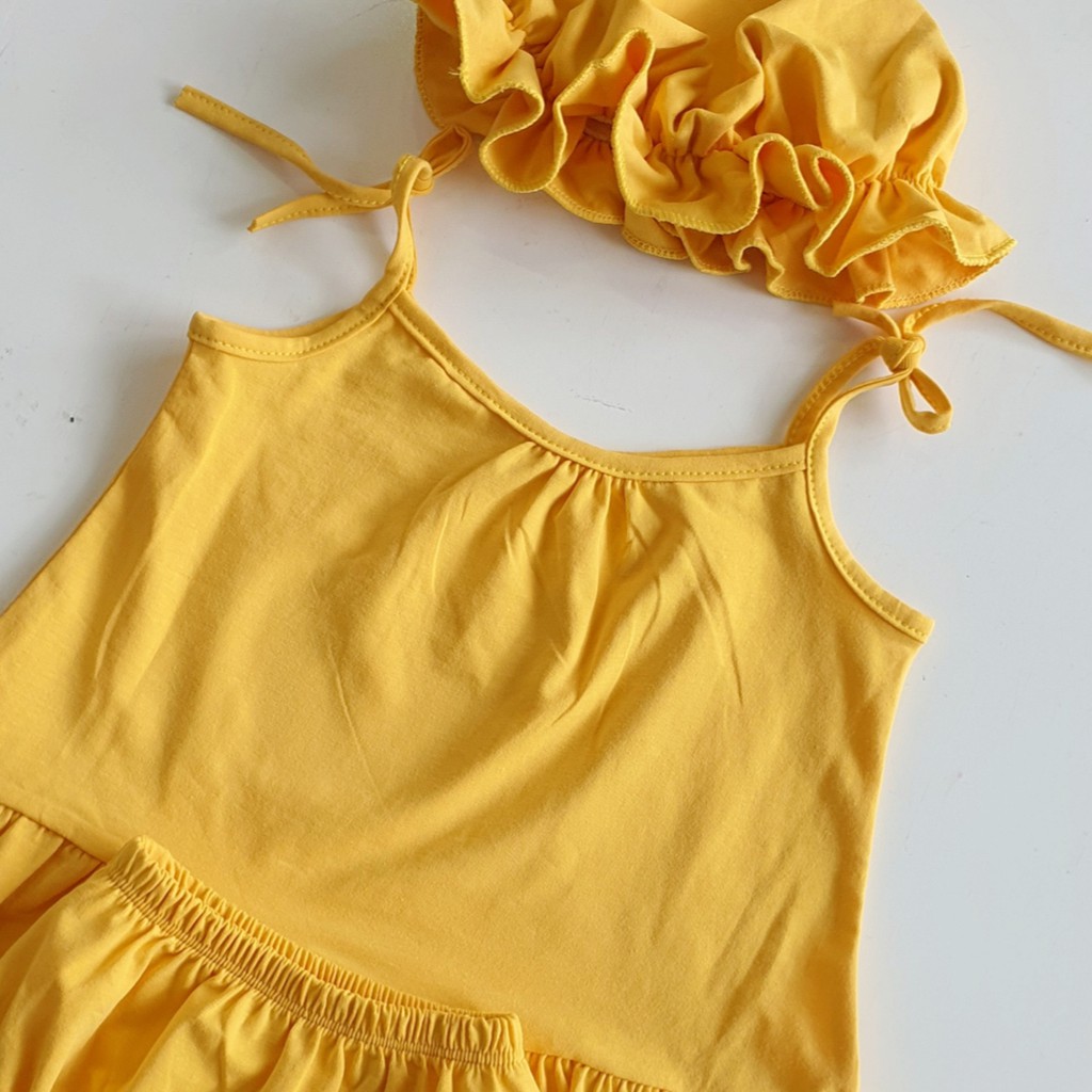 Set hai dây cho bé giá CTV❤️FREESHIP❤️ Set váy &amp; quần chip,kèm mũ bé gái Chất cotton Tàu size ss - 14kg