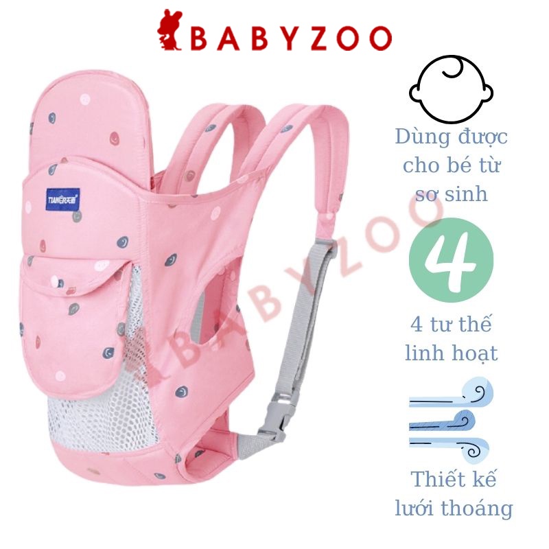 Đai em bé địu cho bé từ sơ sinh 4 tư thế có mặt lưới thoáng có đỡ cổ Babyzoo