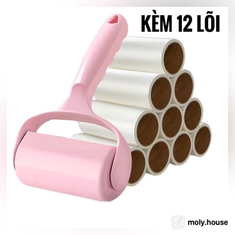Thanh lăn bụi giường đệm, quần áo có nắp đậy kèm 12 lõi