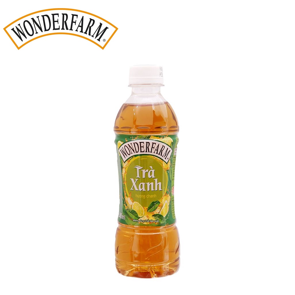 THÙNG 24 CHAI TRÀ XANH HƯƠNG CHANH GREEN TEA LEMON FLAVOUR WONDERFARM 345ML