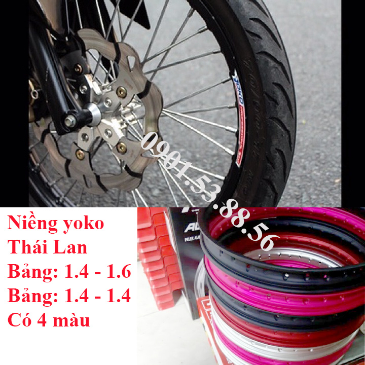 [Giá hủy diệt] niềng nhôm YOKO thai lan đủ màu bảng 1.4-1.4/1.4-1.6