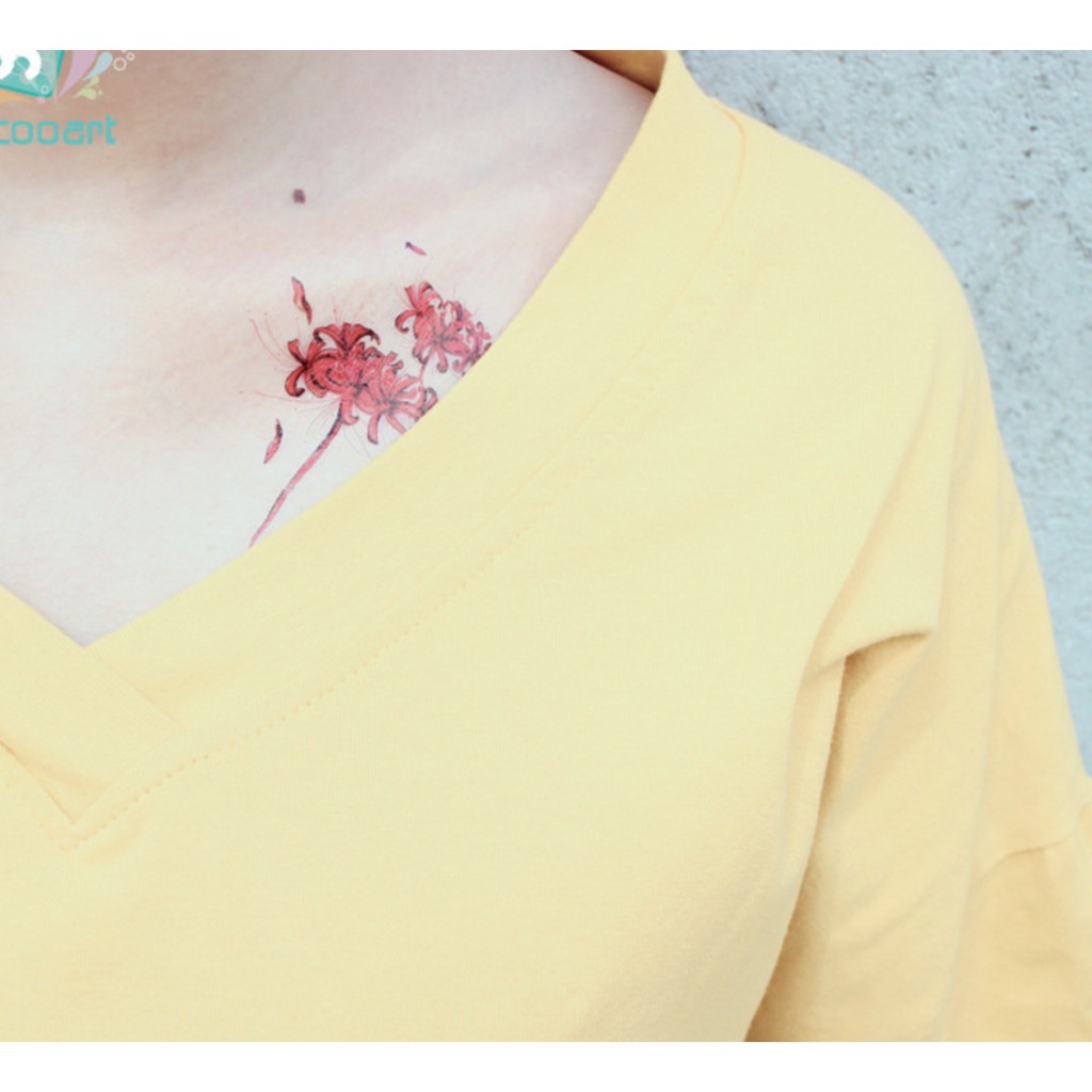 Hình xăm dán hoa bỉ ngạn màu 10x6cm