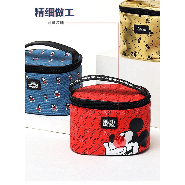 Disney Túi Đựng Mỹ Phẩm Da pu Chống Thấm Nước Họa Tiết mickey minnie Dễ Thương