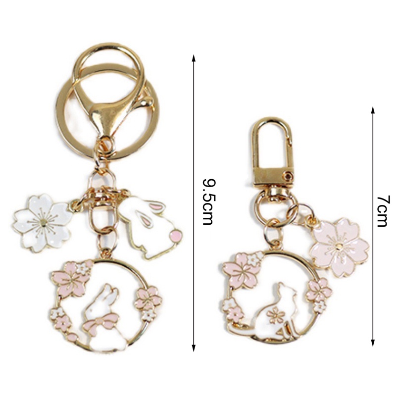 Móc Khóa Hình Thỏ Và Hoa Anh Đào Dễ Thương