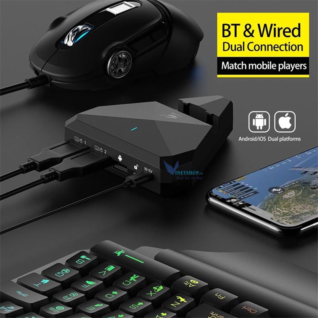 Bộ chuyển đổi bàn phím và chuột chơi game di động không dây G1 Bluetooth PUBG cho iPhone iOS/Androi