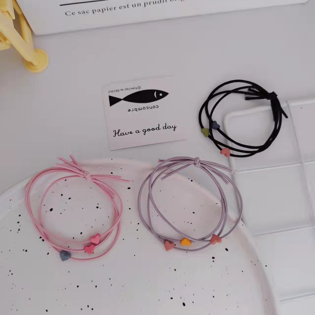 DÂY CỘT TÓC TRÁI TIM NHIỀU MÀU SẮC NHỎ XINH PHONG CÁCH HÀN QUỐC