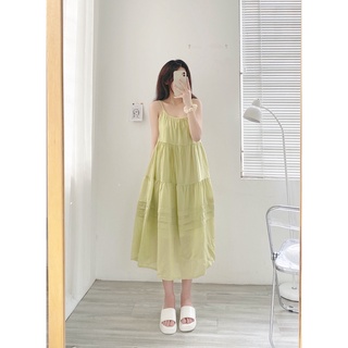 Váy 2 dây tầng Maxi voan tơ 2 lớp Hàn Quốc