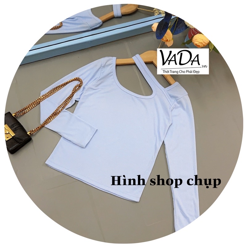 Áo thun gân tay dài 3 màu khoét sang chảnh -Thời Trang VADA AT89