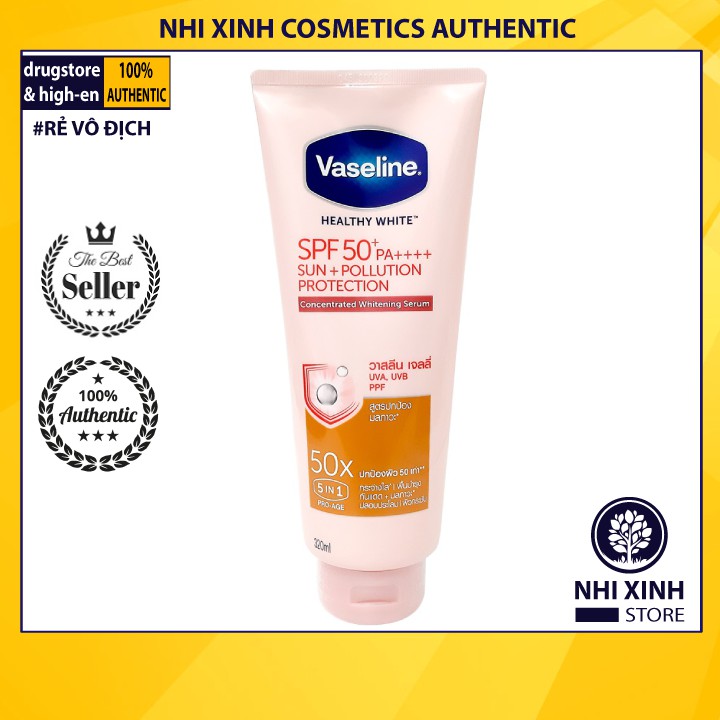  Dưỡng Thể Trắng Da, Chống Nắng Vaseline 50X 5in1 SPF50+/PA++++ 320ml