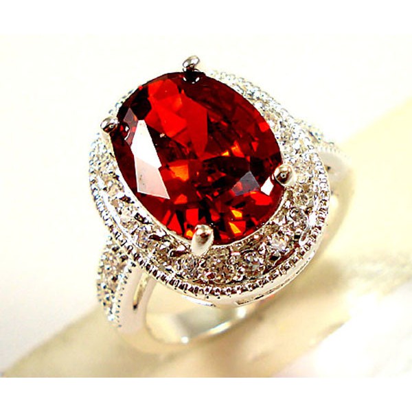 Nhẫn đính đá Corundum màu đỏ thanh lịch cho nữ